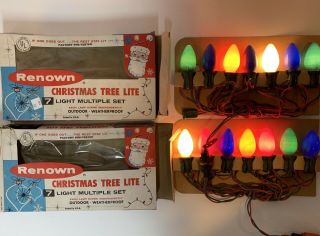 Vintage Renown Christmas Tree Lite 2 Boxes 7 Lights Each Indoor/outdoor