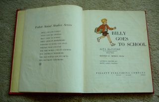 BILLY GOES TO SCHOOL - 1952 FOLLETT FIRST SCHOOL SOCIAL STUDIES BOOK - HB GD 3