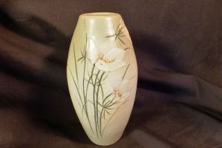 Owens Art Pottery Antique Vellum Floral Vase Signed