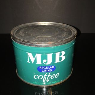 Brilliant Display Vintage 1lbs Mjb Key Wind Coffee Tin Can W/matching Lid