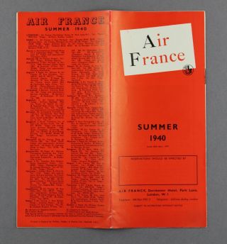 Air France Plan Of Services From London Summer 1940 Ww2 - D338 Kai Tak Hong Kong