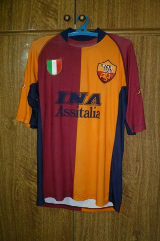 As Roma Kappa Vintage Football Shirt European 2001/2002 Soccer Jersey Men Size L
