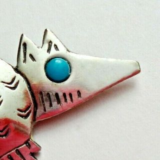 Vintage Signed JJ Armadillo Pin Brooch,  Pewter w/Turquoise Eye,  1988 2