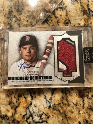2019 Topps Dynasty Andrew Benintendi Silver Autograph Patch Auto Red Sox 3/5