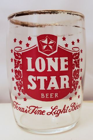 Vintage San Antonio Texas Lone Star Beer Barrel Shape 4 Oz Glass