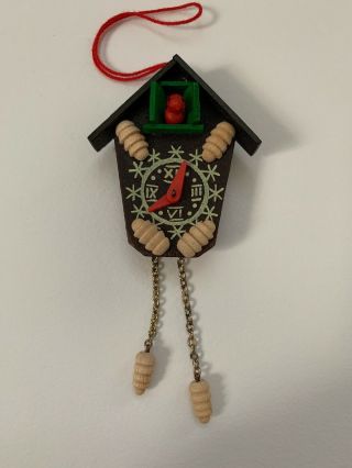 Vintage Steinbach Cuckoo Clock Wooden Wood Christmas Ornament,  Made In Germany