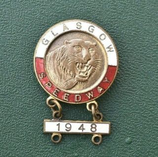 Vintage Glasgow Tigers Speedway Pin Badge & 1948 Bar Motorcycle Racing Scotland