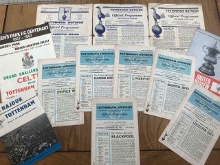 12 Vintage Tottenham Hopspur Football Programmes 1950s/60s Man Utd Liverpool Etc