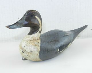 Miniature Hand Carved & Painted Bbd Back Bay Wood Pintail Duck Decoy S10