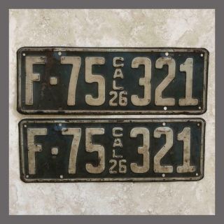 1926 California Passenger Car License Plates Pair Dmv Clear Yom