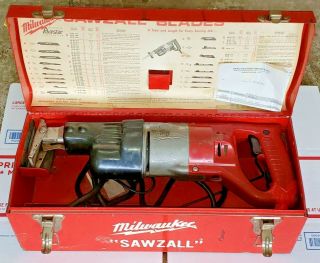 Vintage Milwaukee Sawzall Model 6511 Heavy Duty 2 Speed With Milwaukee Tool Box
