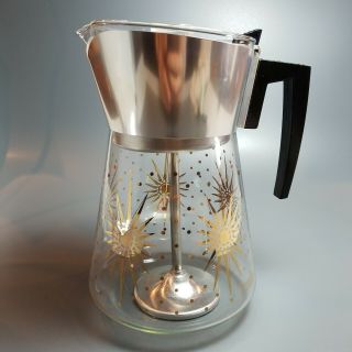 Vintage Mcm Douglas Flameproof Glass 8 Cup Stovetop Percolator Coffee Pot Atomic