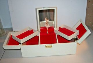 Vintage Laurel Music Spinning Ballerina Jewelry Box Plays " Fascination "