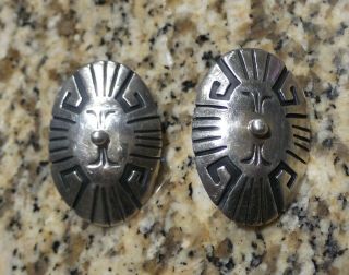 Vintage Sterling Silver - Navajo Concho Oval Post Earrings 11 Grams N/r