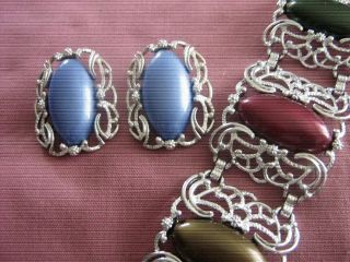 Vintage Sarah Coventry Demi Bracelet & Blue Earring Set 