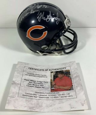 William Perry Autographed/signed Chicago Bears Mini Helmet The Fridge