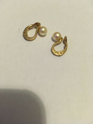 Vintage 9ct Gold Clip On Earrings Pearl