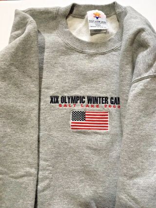 Vintage Usa 2002 Olympic Winter Games Salt Lake City,  Gray,  Sweatshirt Large Olm