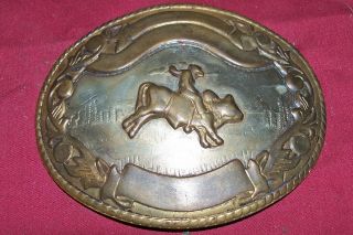 Vintage German Silver Bull Rider Cowboy Western Belt Buckle Rodeo Champion Men’s