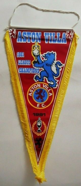 Vintage Aston Villa Football Club 1981 League Champions Coffer Sports Pennant