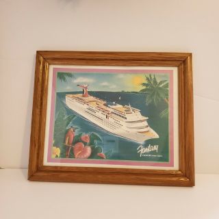 Vintage Carnival Cruise Lines Trips Fantasy Ship Boat Framed Poster