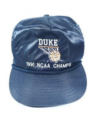 Duke 1991 Ncaa Champs Vintage Blue Nylon Hat One Size Fit All Fast