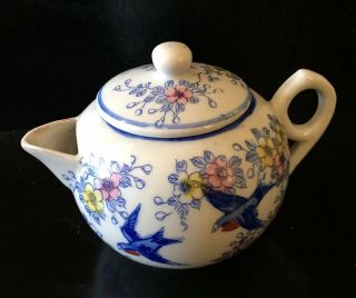 Vintage Bluebirds Childs Tea Set Piece Tea Pot.  Porcelain Made In Japan