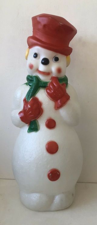 Vintage Christmas 22” Jolly Snowman Green Scarf Red Hat Empire Blow Mold Décor