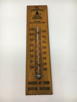 Vintage Beacon Feeds Advertising Thermometer