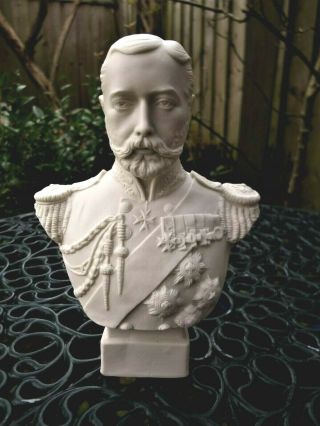 Antique 19thc Fine R&l Parian Bust Of King George V - Royal Commemorative