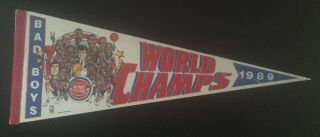 Vintage Nba Pennant - Detroit Pistons 1989 World Champs