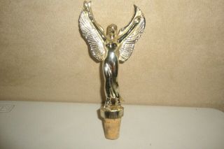 Vintage Metal Gold Tone Female Victory Trophy Top Wine Bottle Cork Stopper