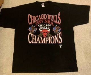 Vintage 1997 Chicago Bulls Nba Champions T - Shirt Logo Athletic Size Xxl