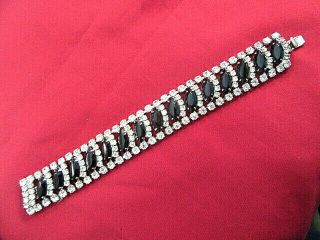 Vintage Black & Clear Rhinestone Bracelet J9092