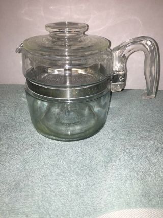 Vtg Pyrex Flameware Glass Coffee Pot 4 Cup Percolator 7754 Missing One Part