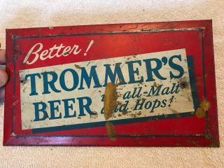 Trommer’s Beer Vintage Tin Over Cardboard Advertising Sign