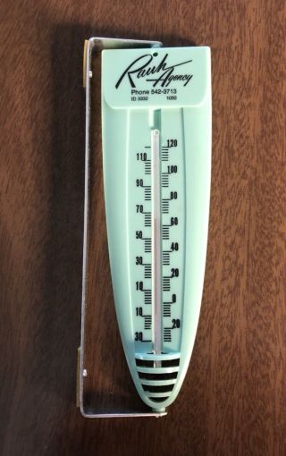 Vintage Salesman Sample Hanging Thermometer " Rauk Agency " Plastic