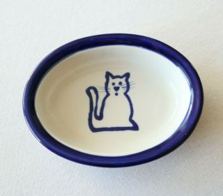 Boots & Barkley Oval Cat Dish Bowl Hand Painted Stonewear Vtg Target 2000