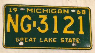 Vintage Michigan 1968 Metal State License Plate Great Lake