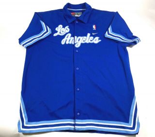 Mens Vintage Los Angeles Lakers Warm Up Shirt Nba Basketball Nike Sz L Kobe Shaq