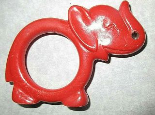 Vintage Bakelite / Catalin Elephant Shape Crib Toy/ Teething Ring = 2 1/8 " Tall
