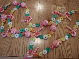 Vintage Glittery Candy Garland For Christmas - 9 Feet Long