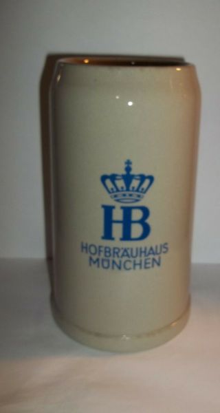 Vintage German Hb Hofbrauhaus Munchen Beer Mug Stein 1l Gerz Stoneware