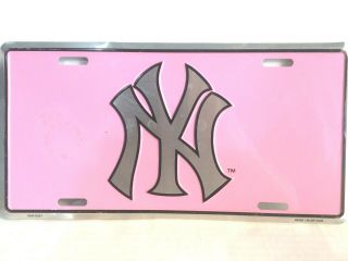 York Yankees Pink And Gray Breast Cancer License Plate