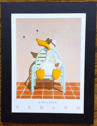 Vintage Michael Bedard " Sitting Duck " 1982 Mini - Poster©luna Art Mounted