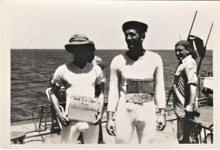 038 Vintage Orig Photo Men Army Long Johns Underwear Ship Bulge Gay Int?