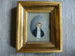 Fine Antique Early 19th Century Miniature Portrait Of A Gentleman 1830 