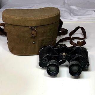 Ww2 Japanese Imperial Army Antique Binoculars Odin Tokyo With Bag F/s From Japan