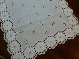 Vintage White Eyelet Lace Embroidered Table Runner/dresser Scarf 41 X 14 "
