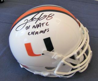 Clinton Portis Miami Hurricanes Autographed Mini Helmet With National Champs Ins